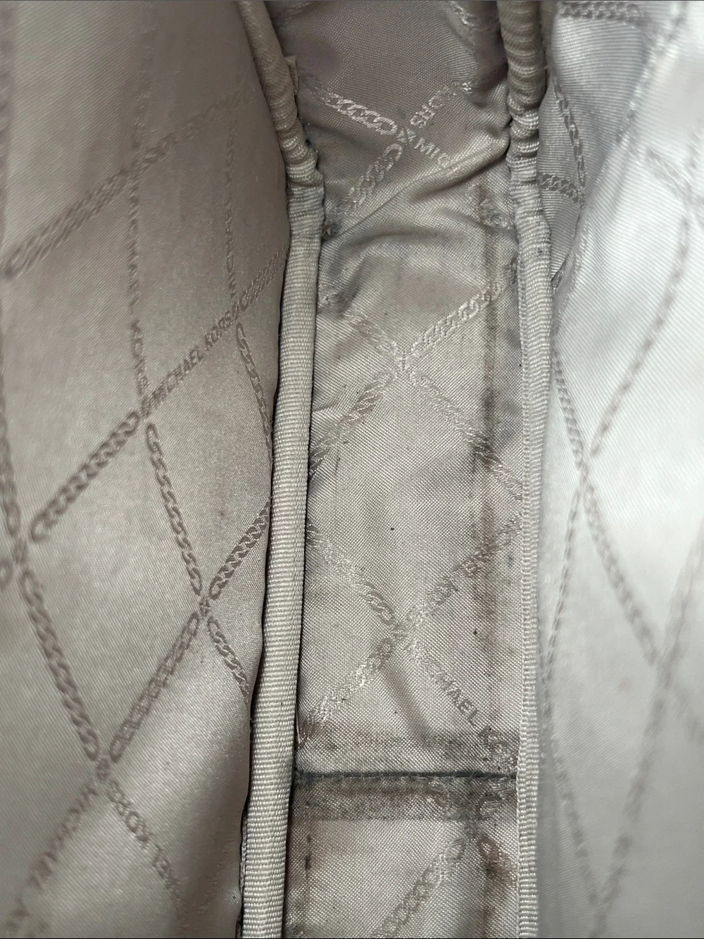 Michael Kors East West Logo Crossbody in Vanilla and Brown Trim
